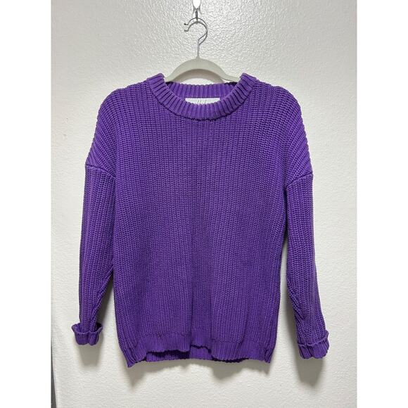 Callahan Revolve Classic Boyfriend Chunky Knit Purple Sweater Size Small - Picture 1 of 5